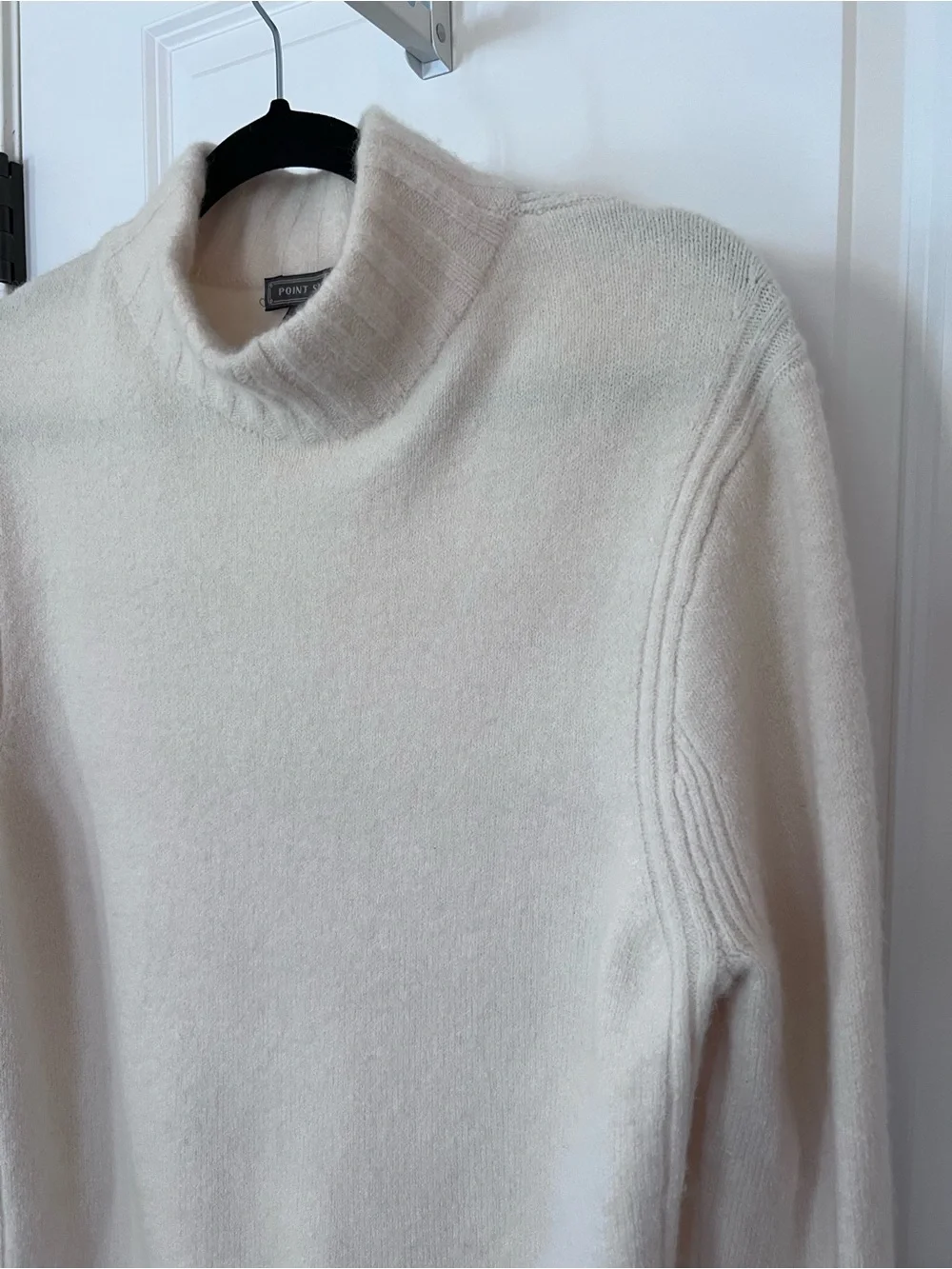 J. Crew Point Sur Nylon/Wool Mock neck Sweater Ivory Cream Size XL EUC